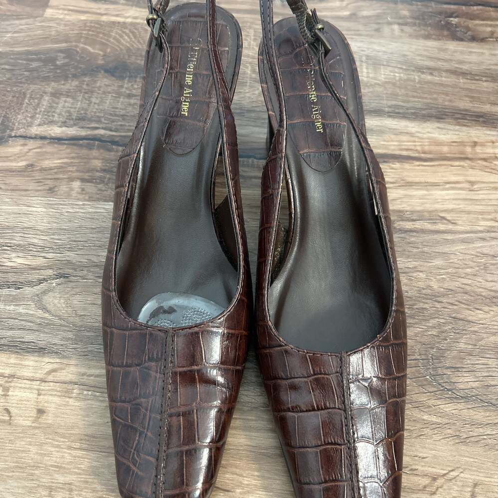 Etienne Aigner Alligator Print Slingback Pumps